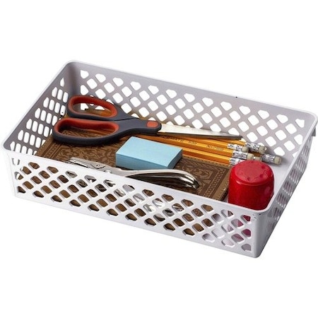 Officemate Supply Basket, Large, 10-3/5 in Wx6-1/10inDx3-2/5 in H, White OIC26206